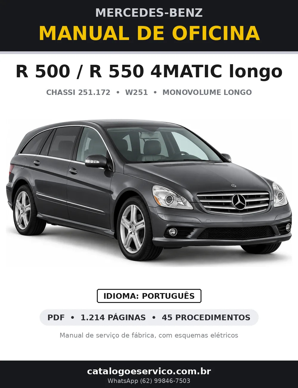 Capa do manual de oficina Mercedes-Benz R 500 / R 550 4MATIC longo (W251)