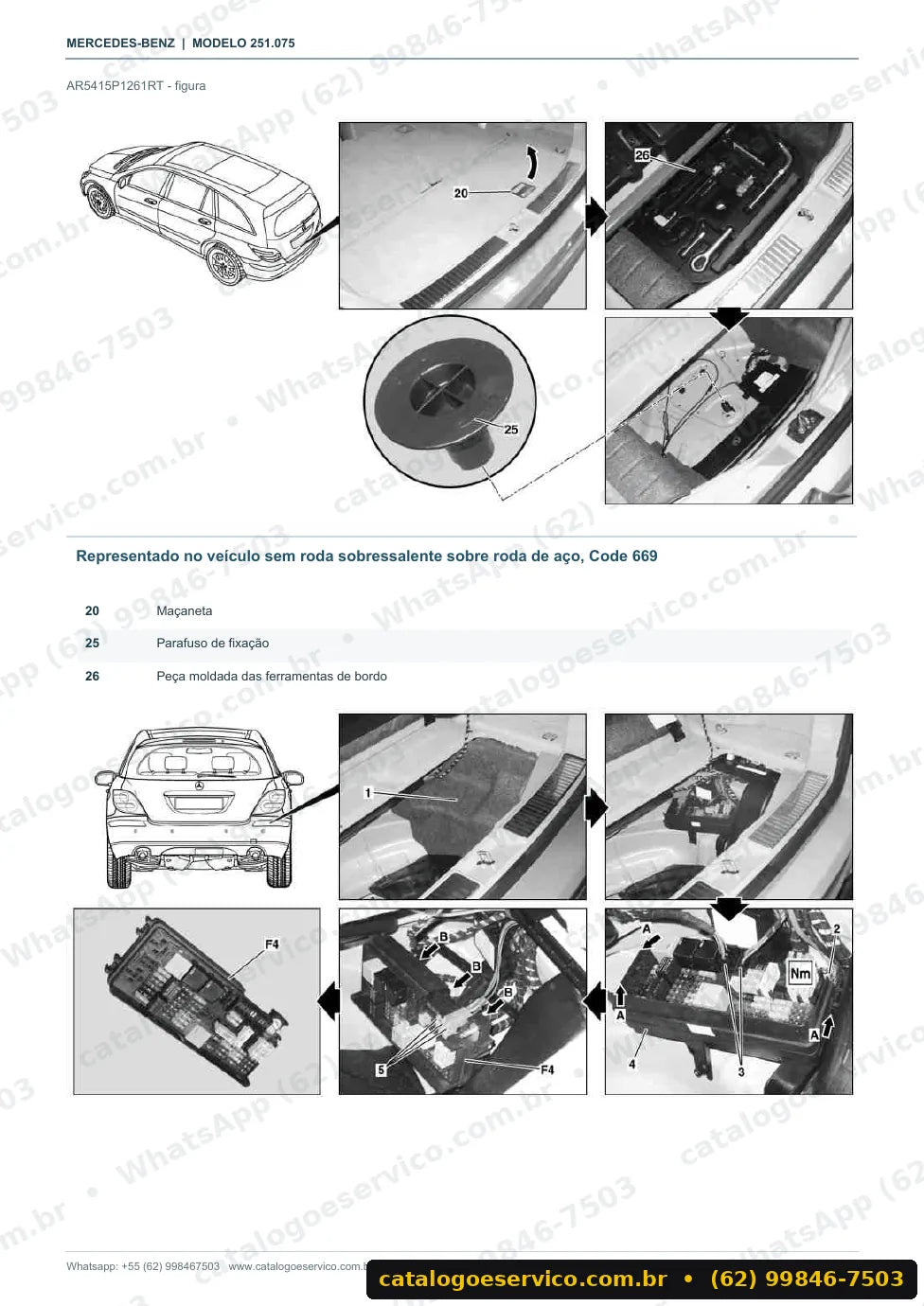 Página de procedimento do manual de oficina Mercedes-Benz R 500 (W251)
