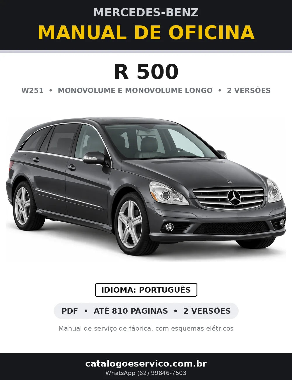 Capa do manual de oficina Mercedes-Benz R 500 (W251)