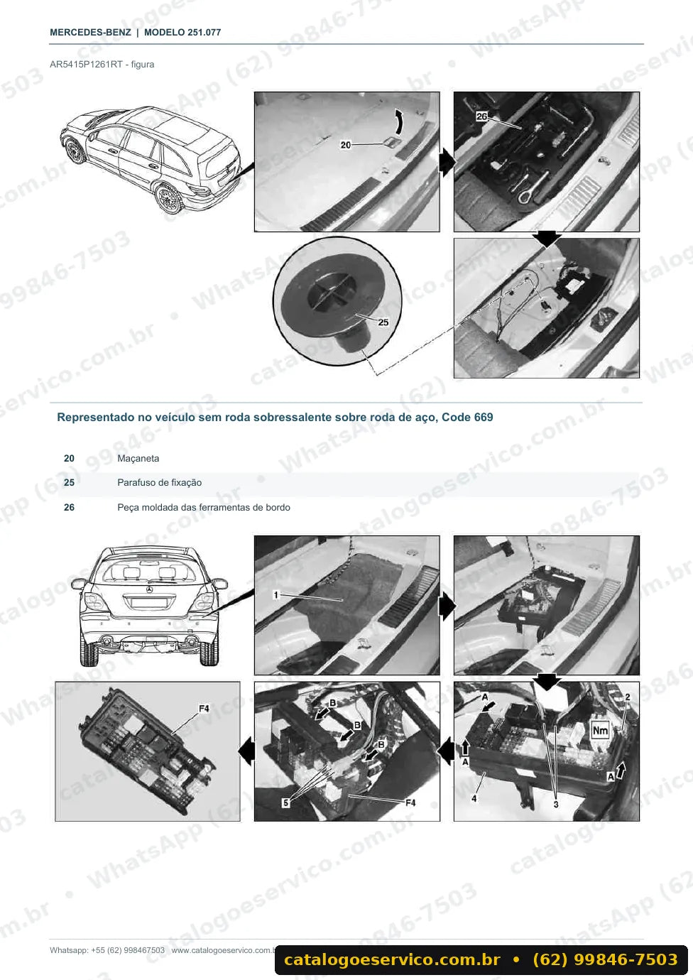 Página de procedimento do manual de oficina Mercedes-Benz R 63 AMG (W251)