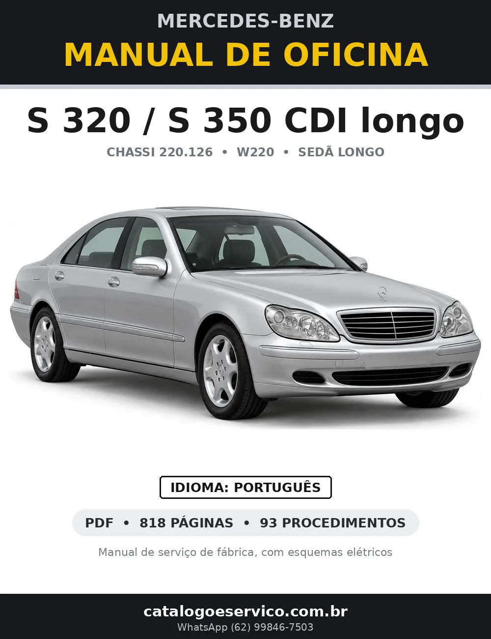 Capa do manual de oficina Mercedes-Benz S 320 / S 350 CDI longo (W220)