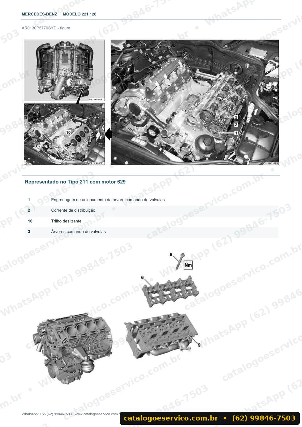 Página de procedimento do manual de oficina Mercedes-Benz S 420 / S 450 CDI longo (W221)