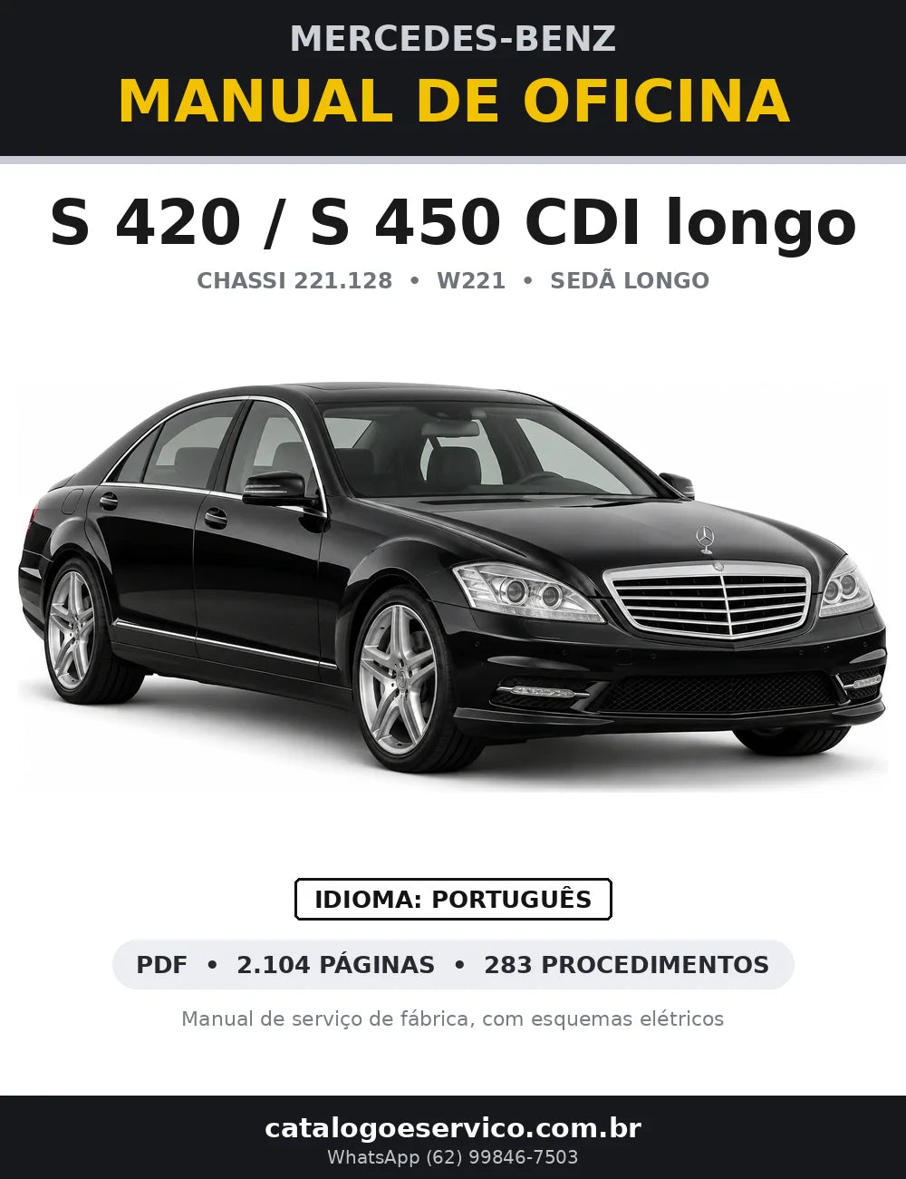 Capa do manual de oficina Mercedes-Benz S 420 / S 450 CDI longo (W221)