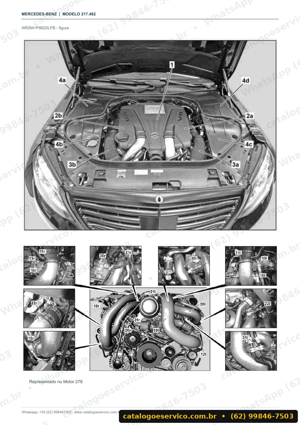Página de procedimento do manual de oficina Mercedes-Benz S 500 / S 550 (C217)