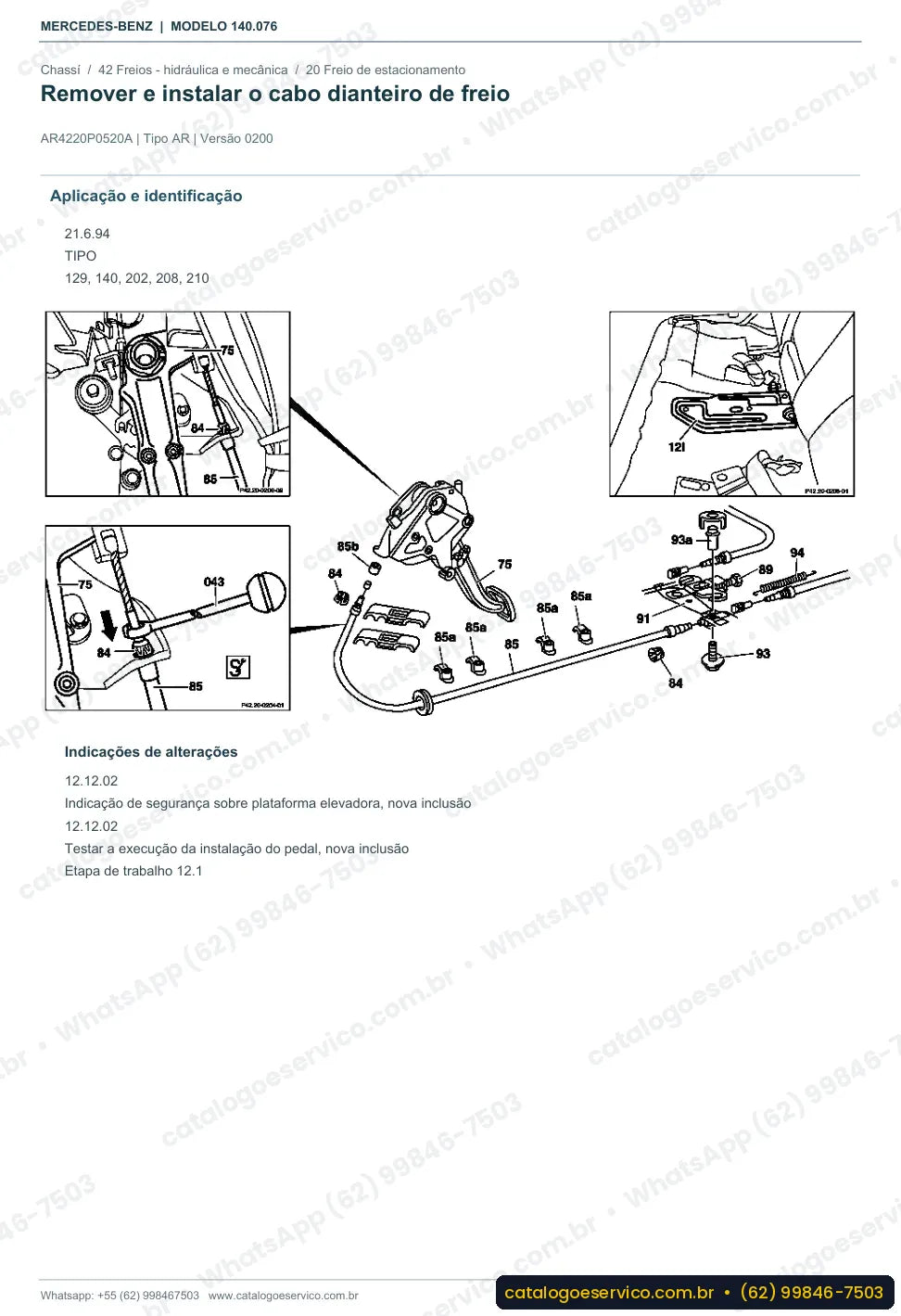 Página de procedimento do manual de oficina Mercedes-Benz S 600 Coupé / CL 600 (C140)