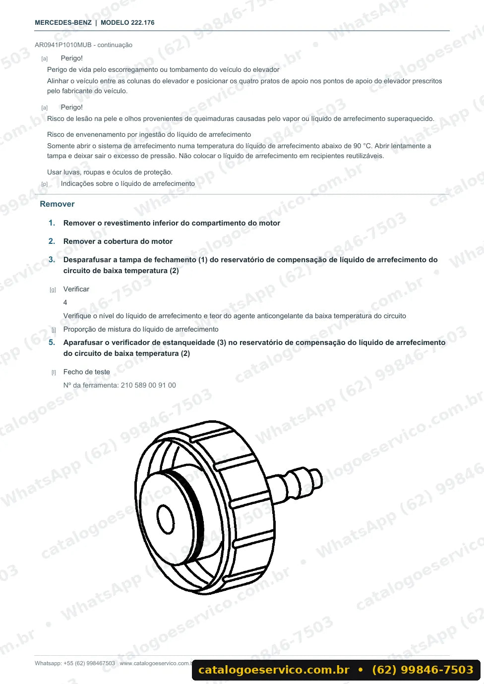 Página de procedimento do manual de oficina Mercedes-Benz S 600 (W222)