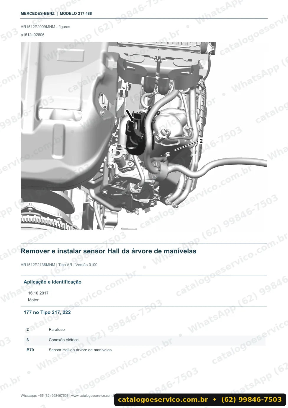 Página de procedimento do manual de oficina Mercedes-Benz S 63 AMG (C217)