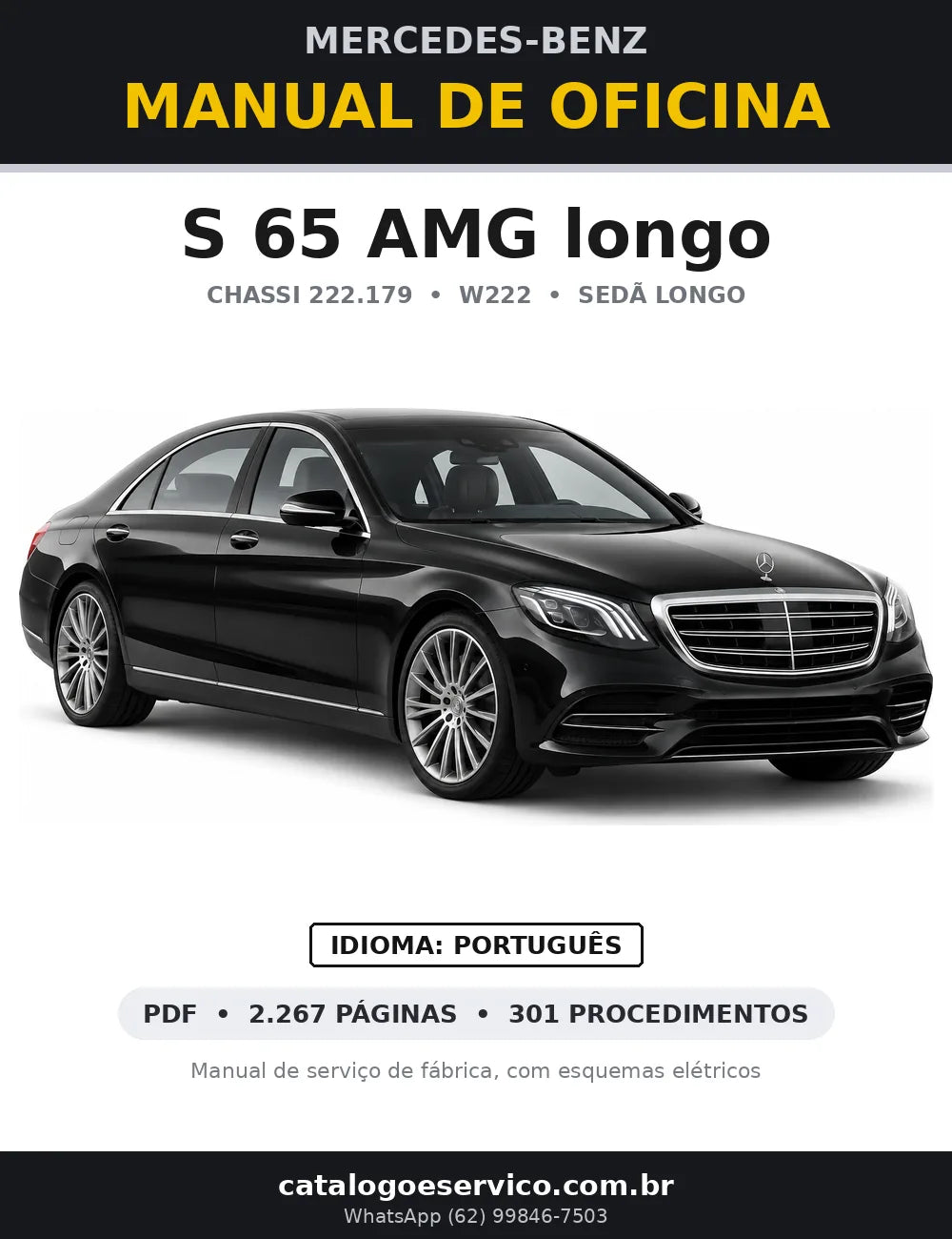 Capa do manual de oficina Mercedes-Benz S 65 AMG longo (W222)