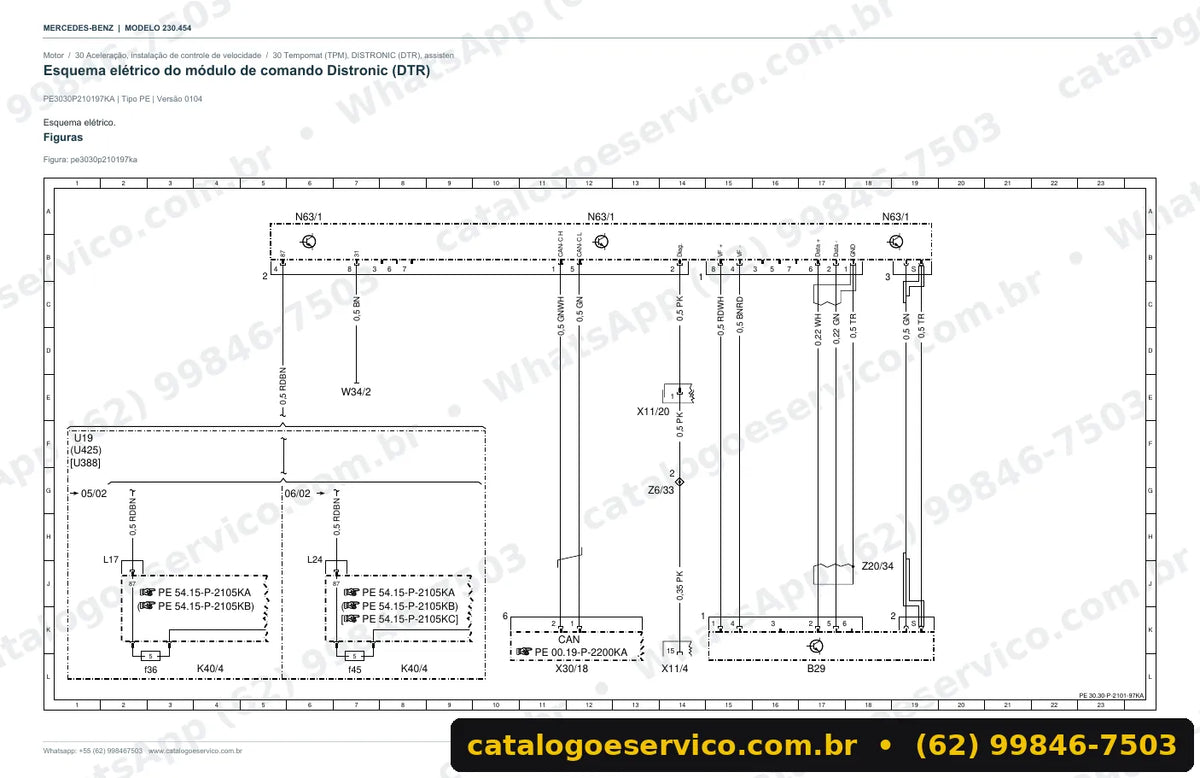 Página de esquema elétrico do manual Mercedes-Benz SL 280 / SL 300 (R230)