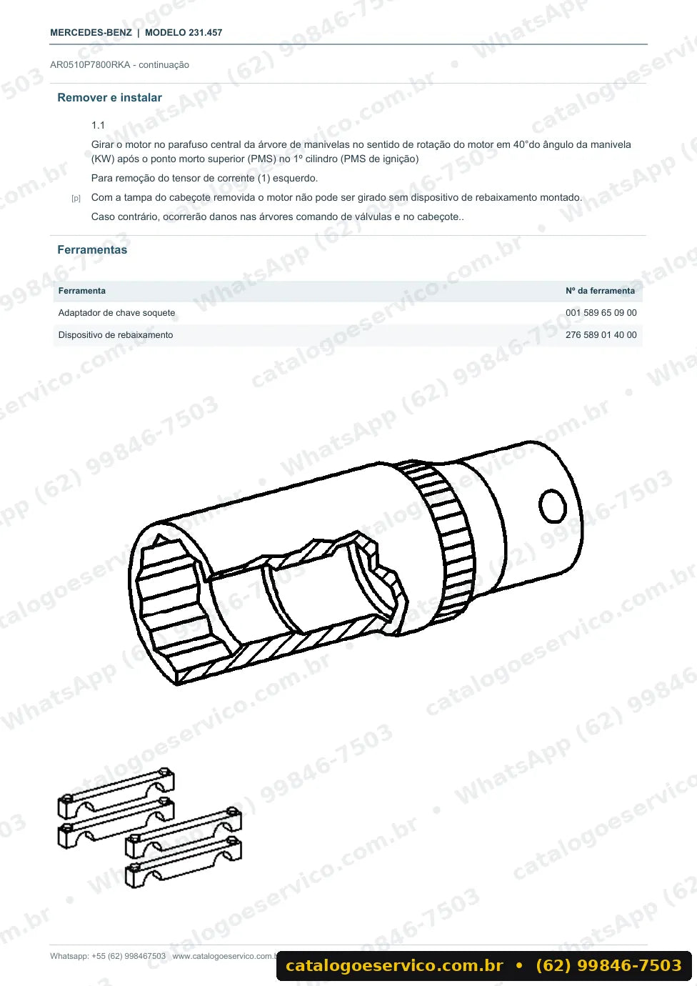 Página de procedimento do manual de oficina Mercedes-Benz SL 350 (R231)