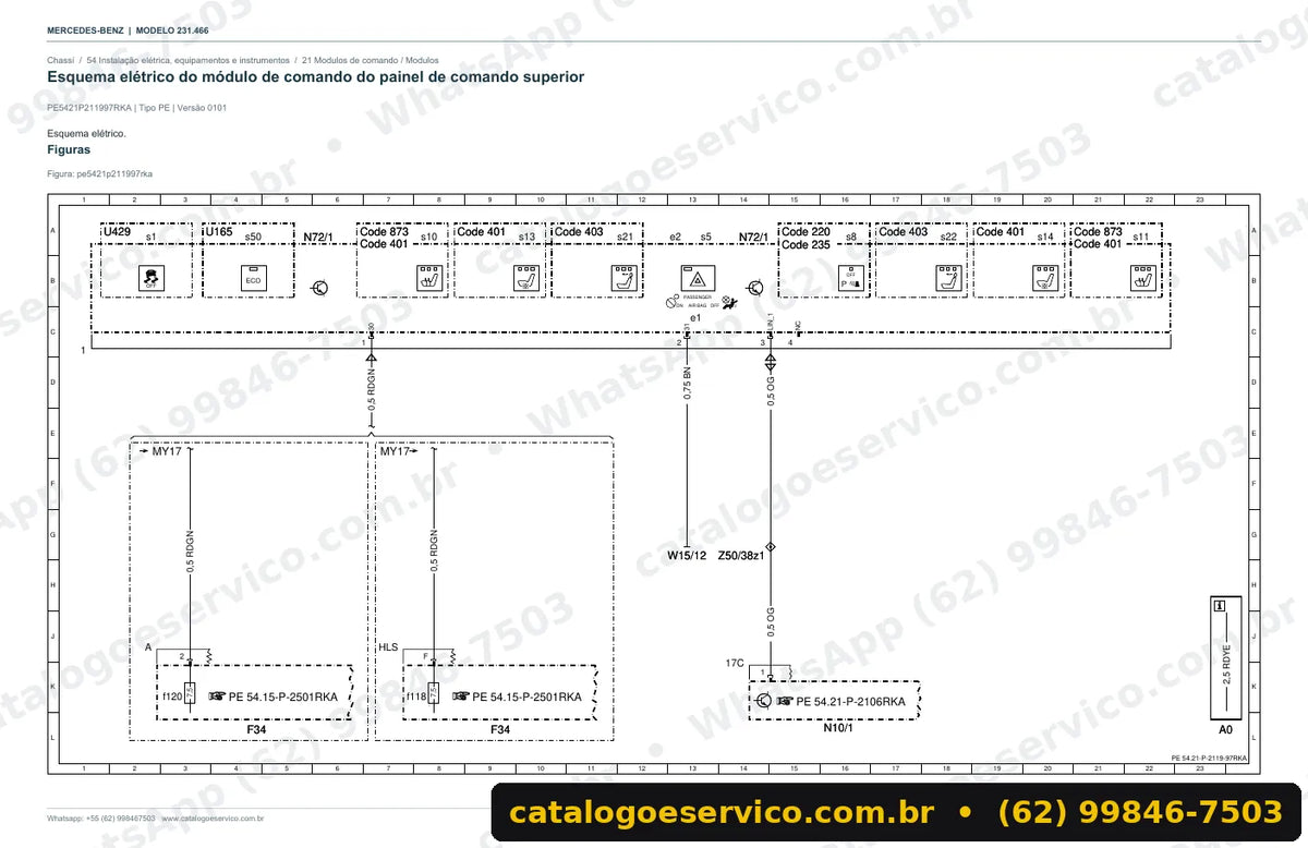 Página de esquema elétrico do manual Mercedes-Benz SL 400 / SL 450 (R231)
