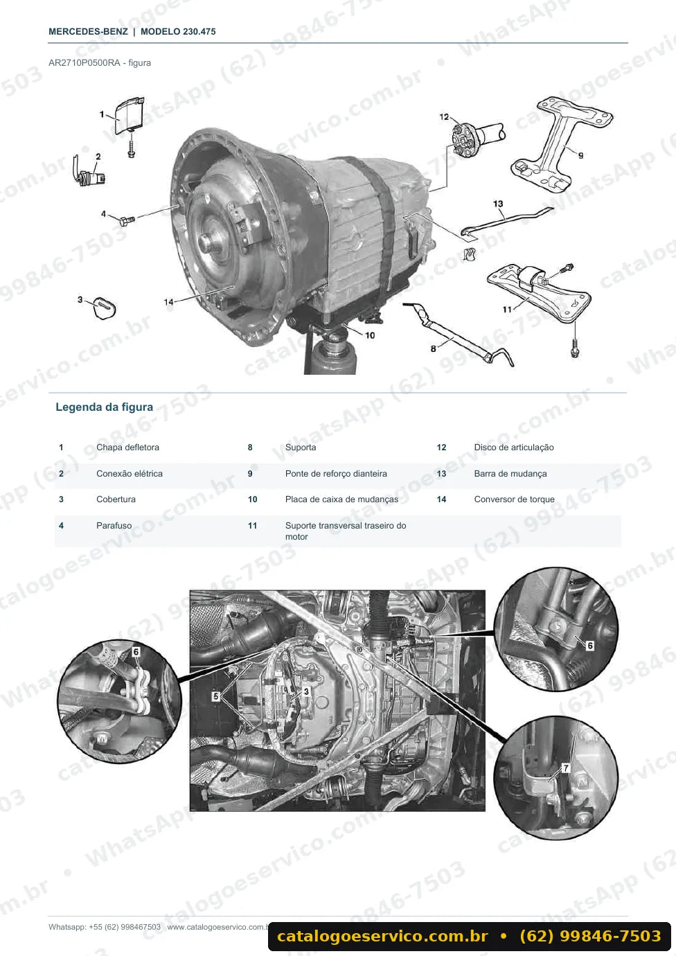 Página de procedimento do manual de oficina Mercedes-Benz SL 500 (R230)