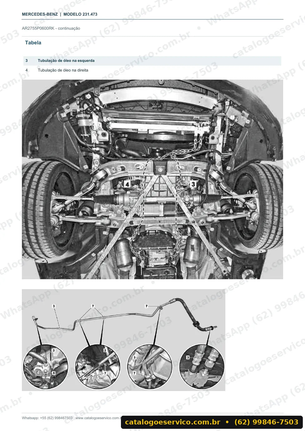Página de procedimento do manual de oficina Mercedes-Benz SL 500 (R231)