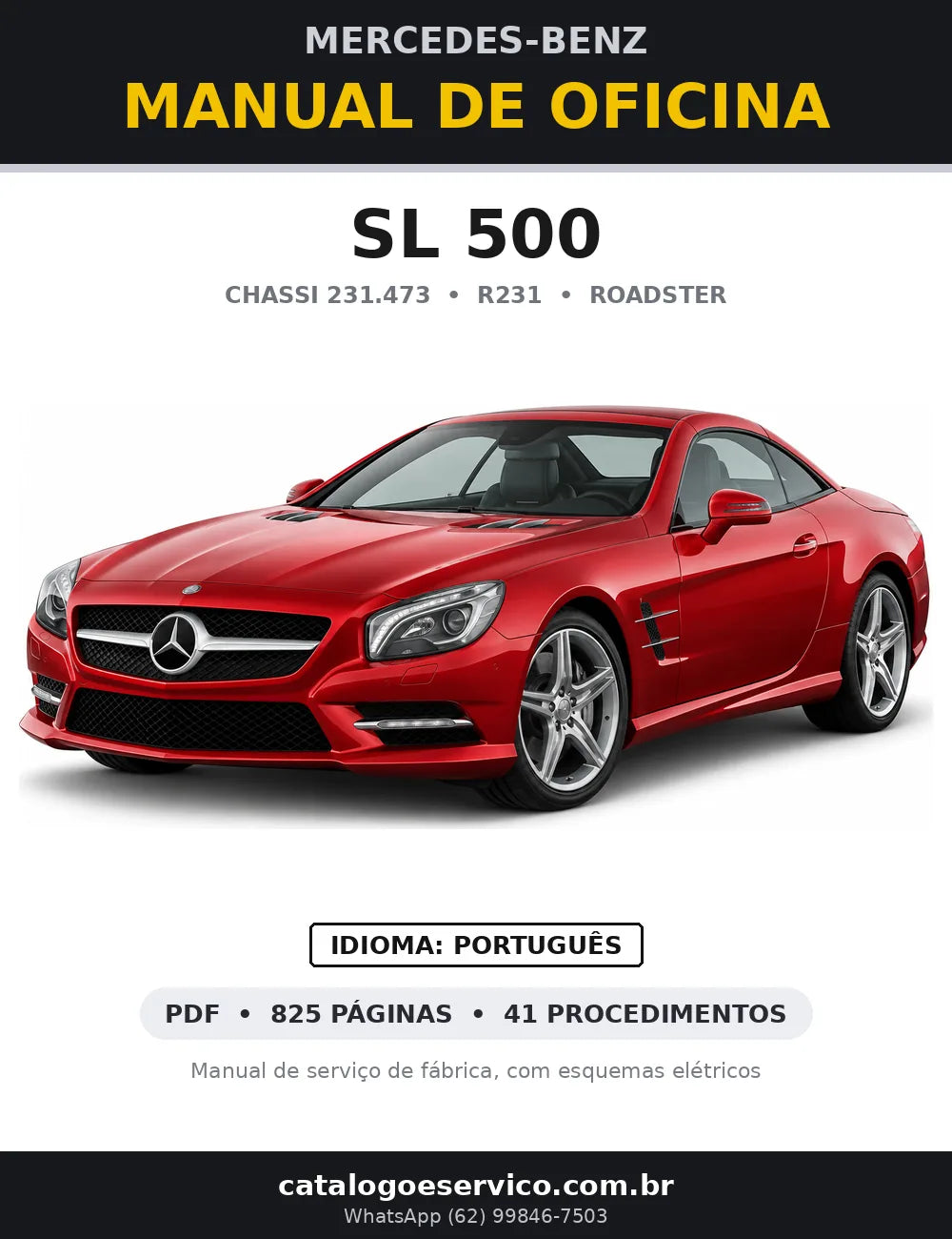 Capa do manual de oficina Mercedes-Benz SL 500 (R231)