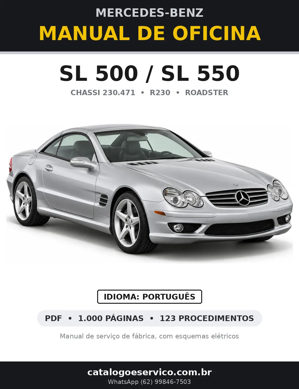 Capa do manual de oficina Mercedes-Benz SL 500 / SL 550 (R230)