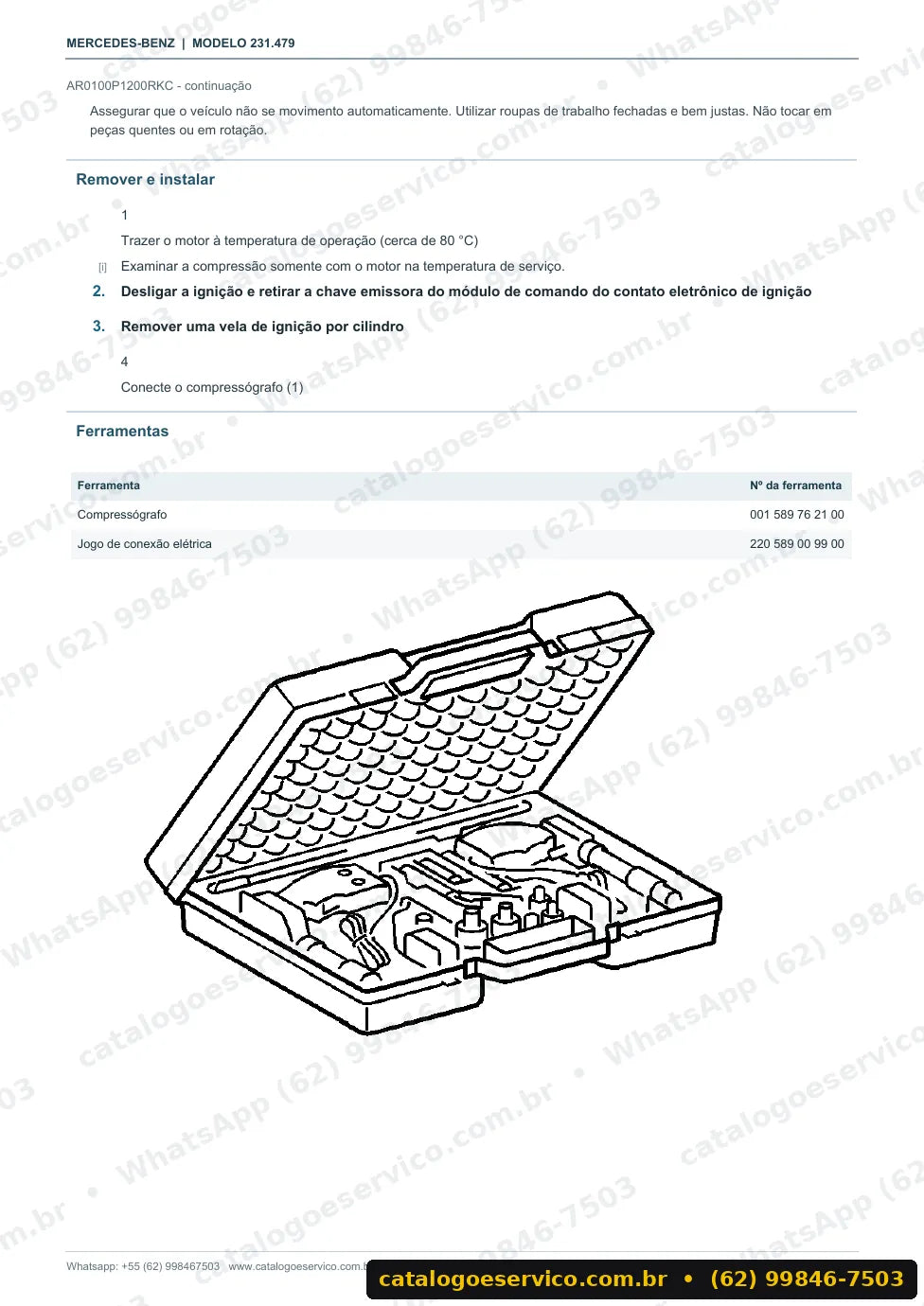 Página de procedimento do manual de oficina Mercedes-Benz SL 65 AMG (R231)