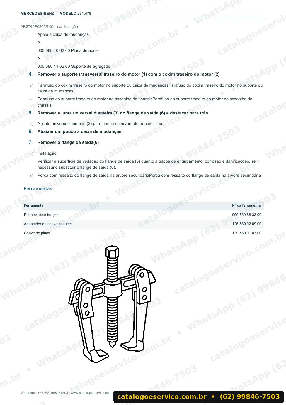 Página de procedimento do manual de oficina Mercedes-Benz SL 65 AMG (R231)