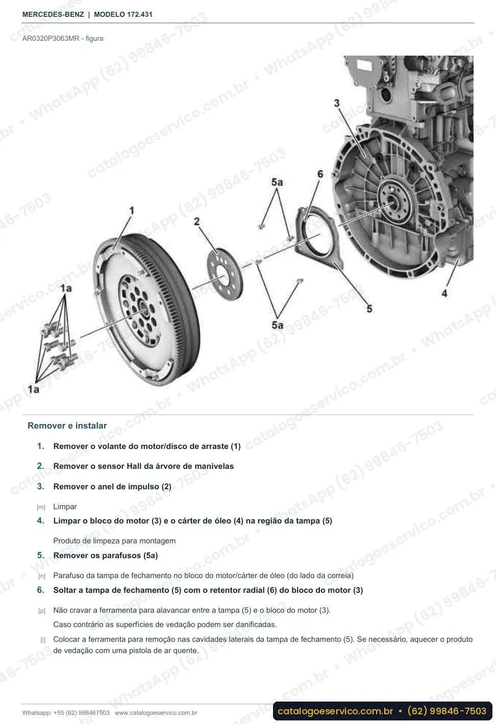 Página de procedimento do manual de oficina Mercedes-Benz SLC 180 (R172)