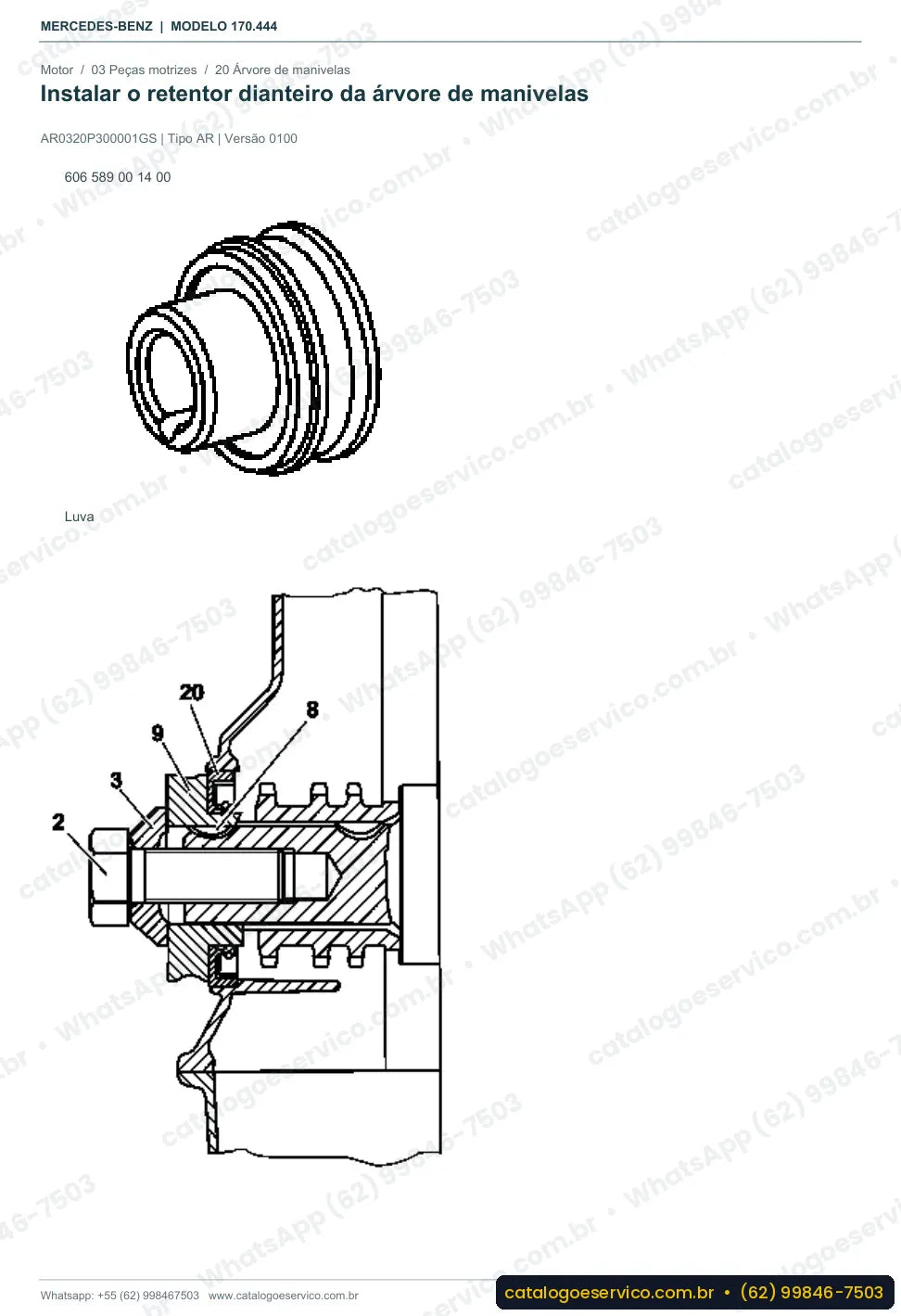 Página de procedimento do manual de oficina Mercedes-Benz SLK 200 (R170)