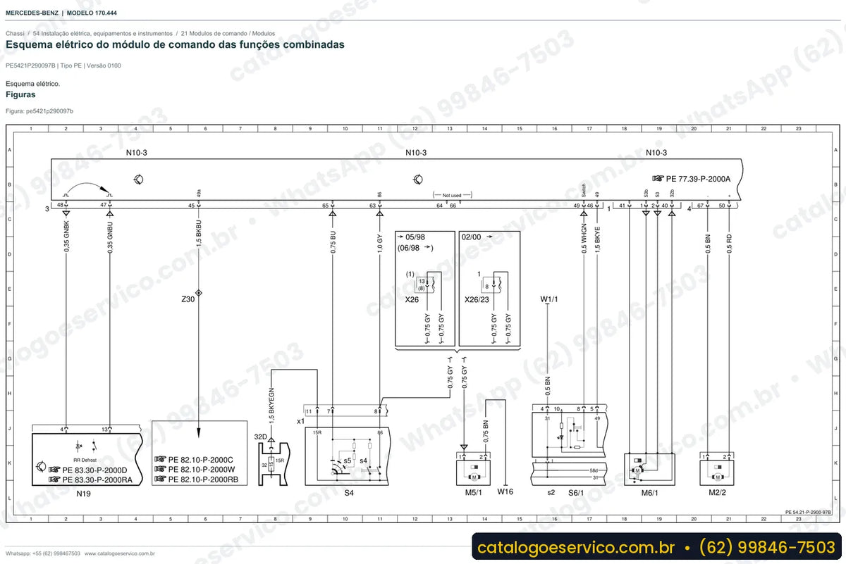 Página de esquema elétrico do manual Mercedes-Benz SLK 200 (R170)