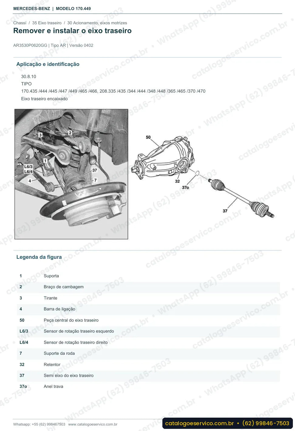 Página de procedimento do manual de oficina Mercedes-Benz SLK 230 (R170)