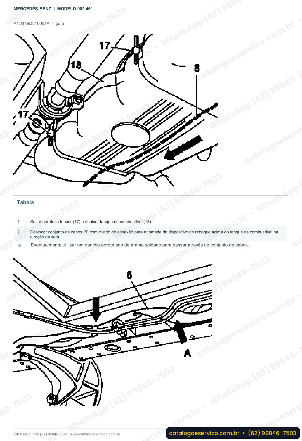 Página de procedimento do manual de oficina Mercedes-Benz Sprinter 210 DA