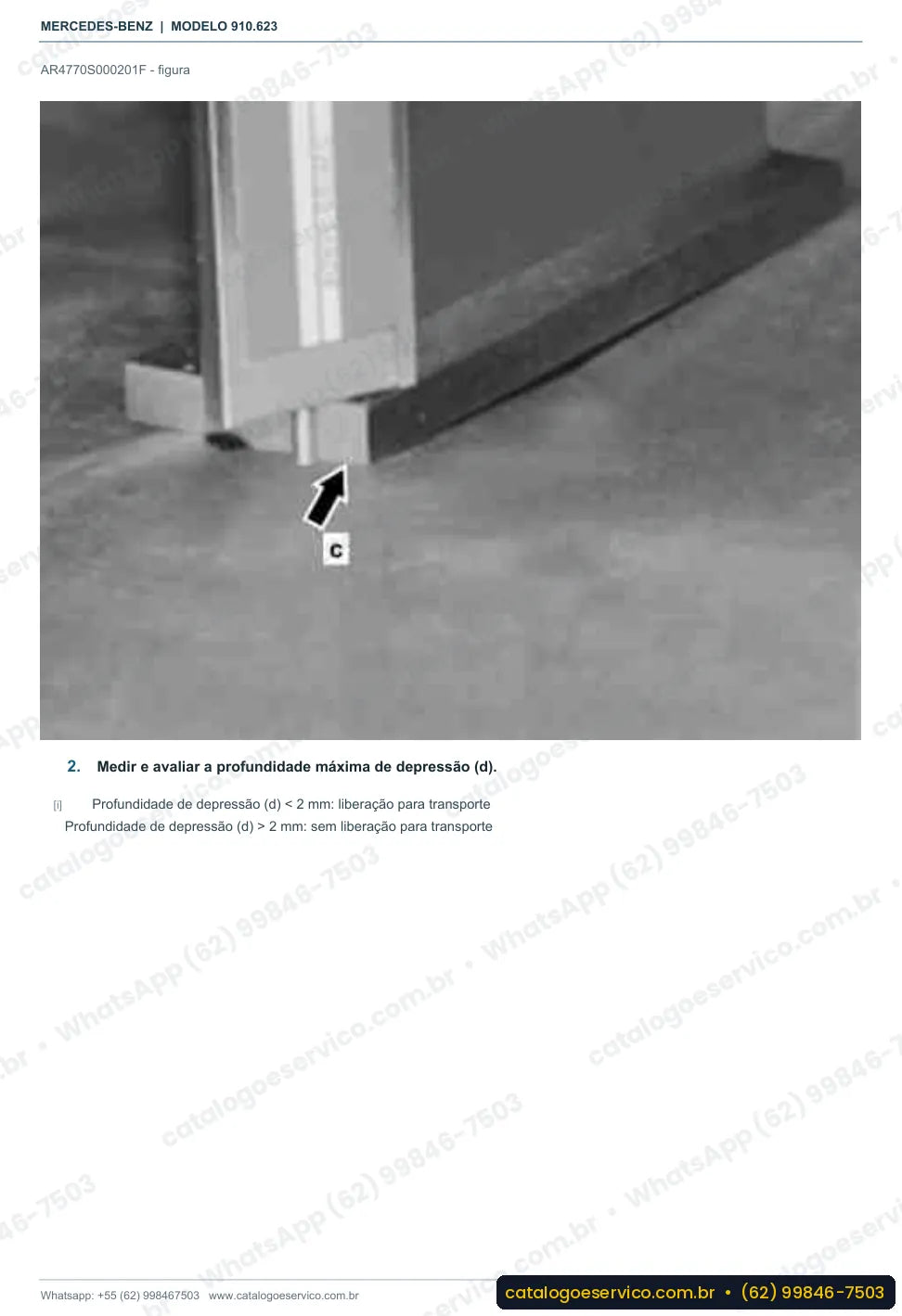 Página de procedimento do manual de oficina Mercedes-Benz Sprinter 211 (910.623)