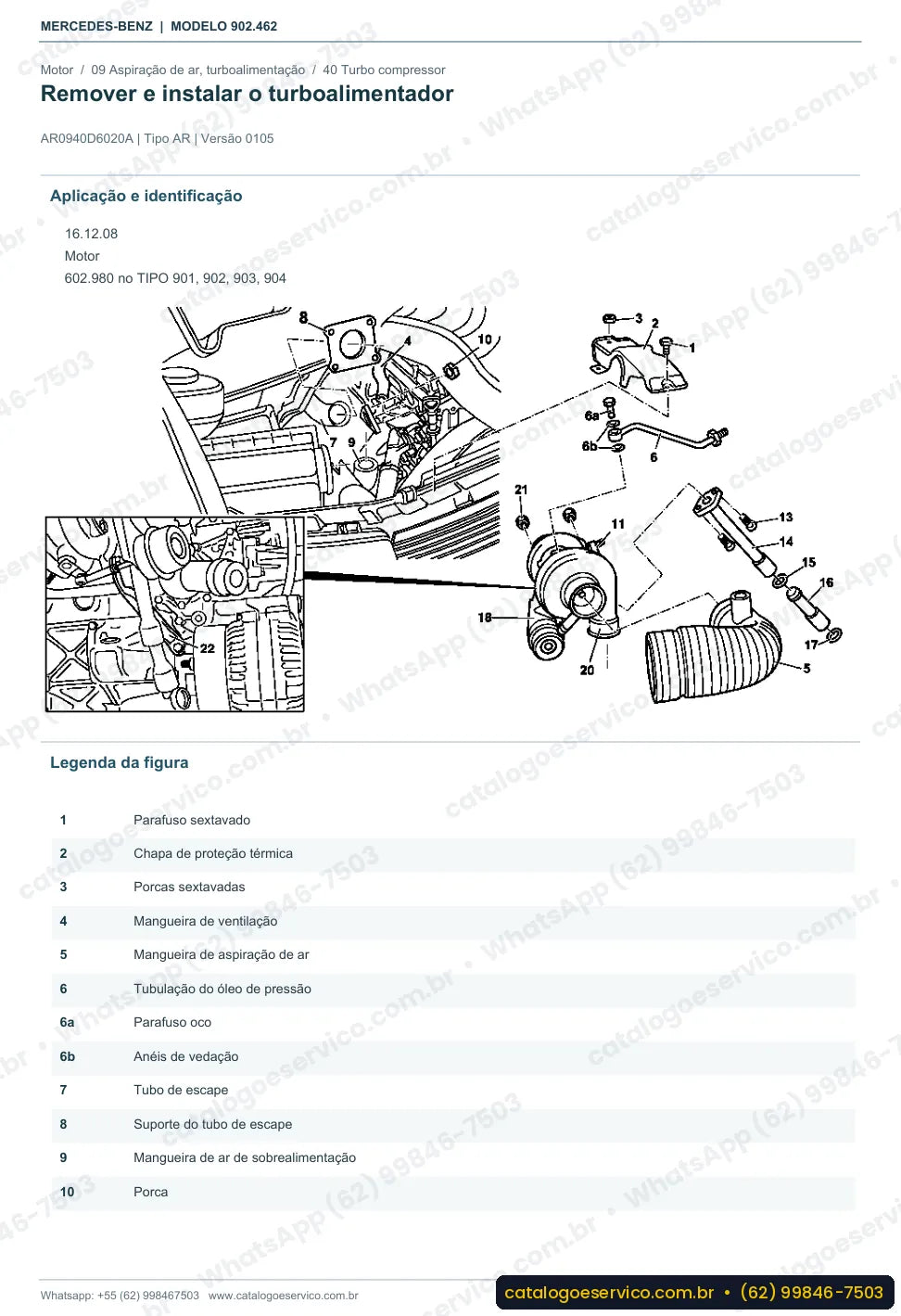 Página de procedimento do manual de oficina Mercedes-Benz Sprinter 212 D