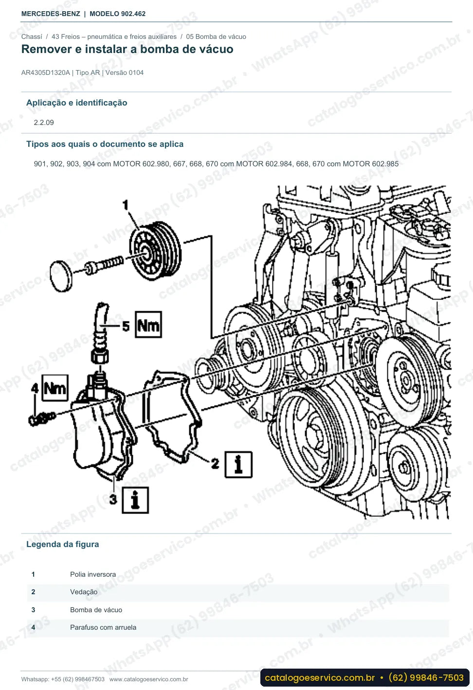 Página de procedimento do manual de oficina Mercedes-Benz Sprinter 212 D