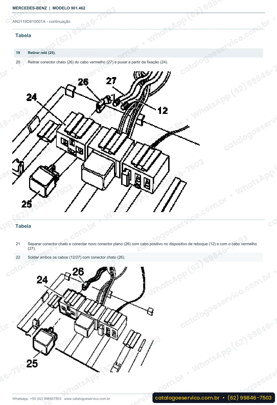 Página de procedimento do manual de oficina Mercedes-Benz Sprinter 212 DA