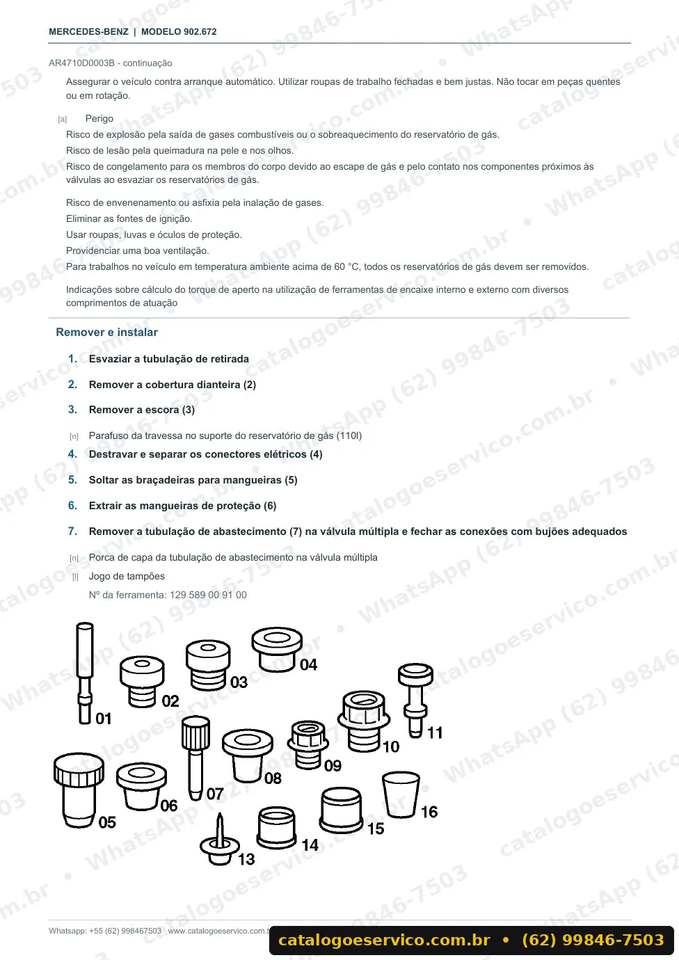 Página de procedimento do manual de oficina Mercedes-Benz Sprinter 214 (902.672)