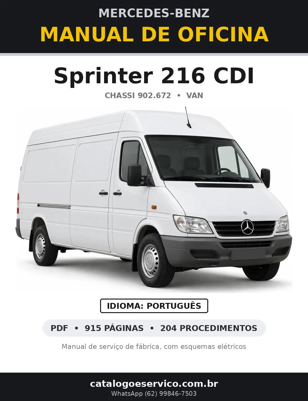 Capa do manual de oficina Mercedes-Benz Sprinter 216 CDI (902.672)