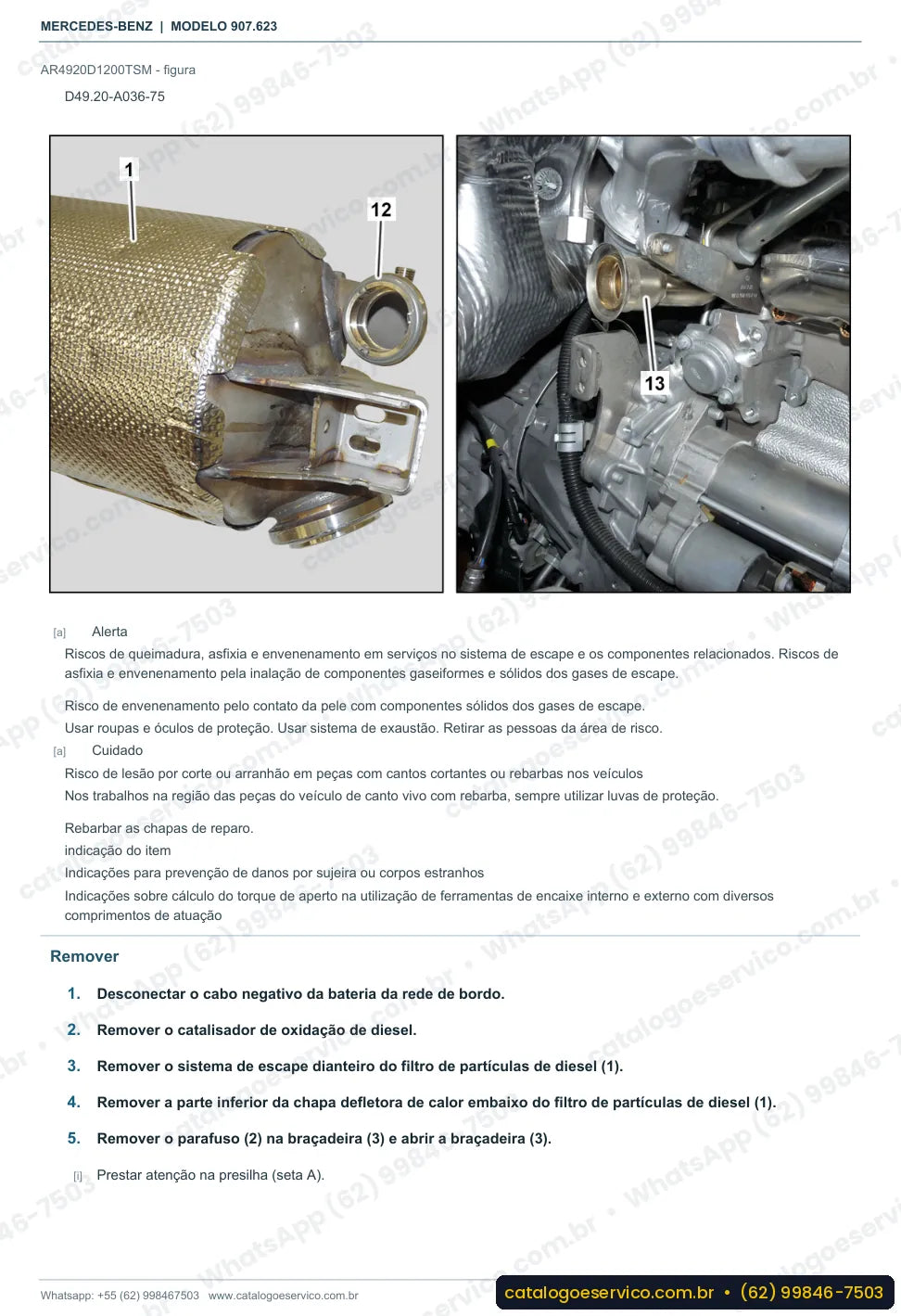 Página de procedimento do manual de oficina Mercedes-Benz Sprinter 216 CDI (907.623)