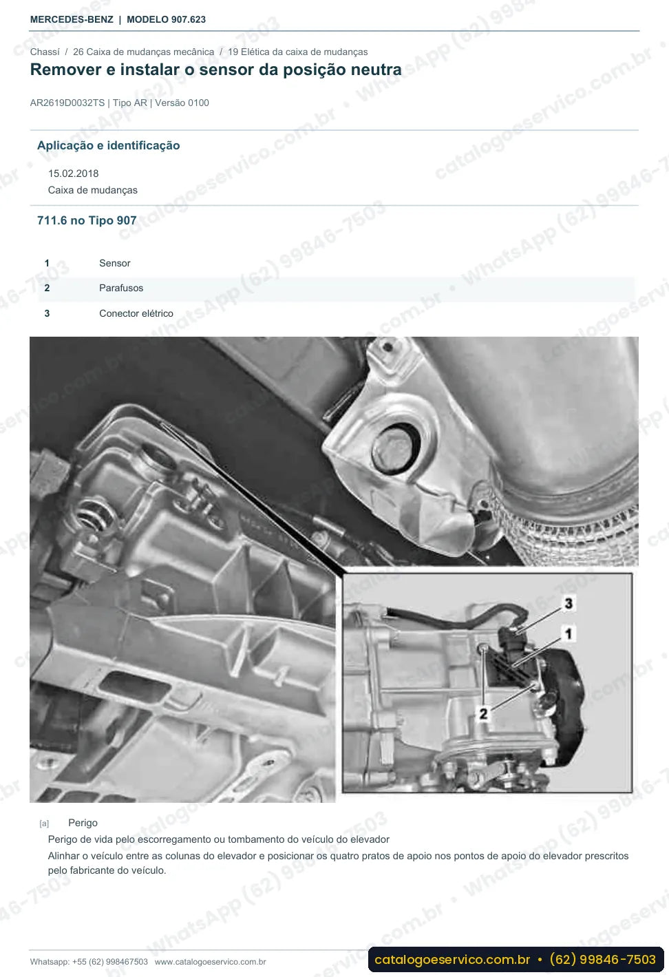 Página de procedimento do manual de oficina Mercedes-Benz Sprinter 216 CDI (907.623)