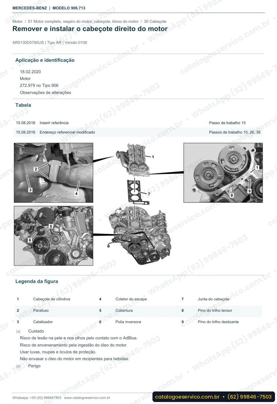 Página de procedimento do manual de oficina Mercedes-Benz Sprinter 224 Van Passageiros