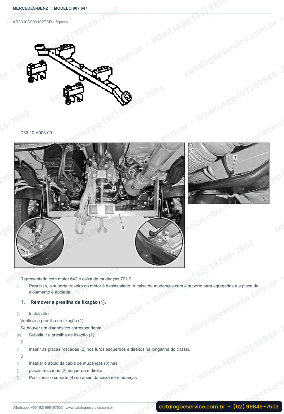 Página de procedimento do manual de oficina Mercedes-Benz Sprinter 2500 4x4