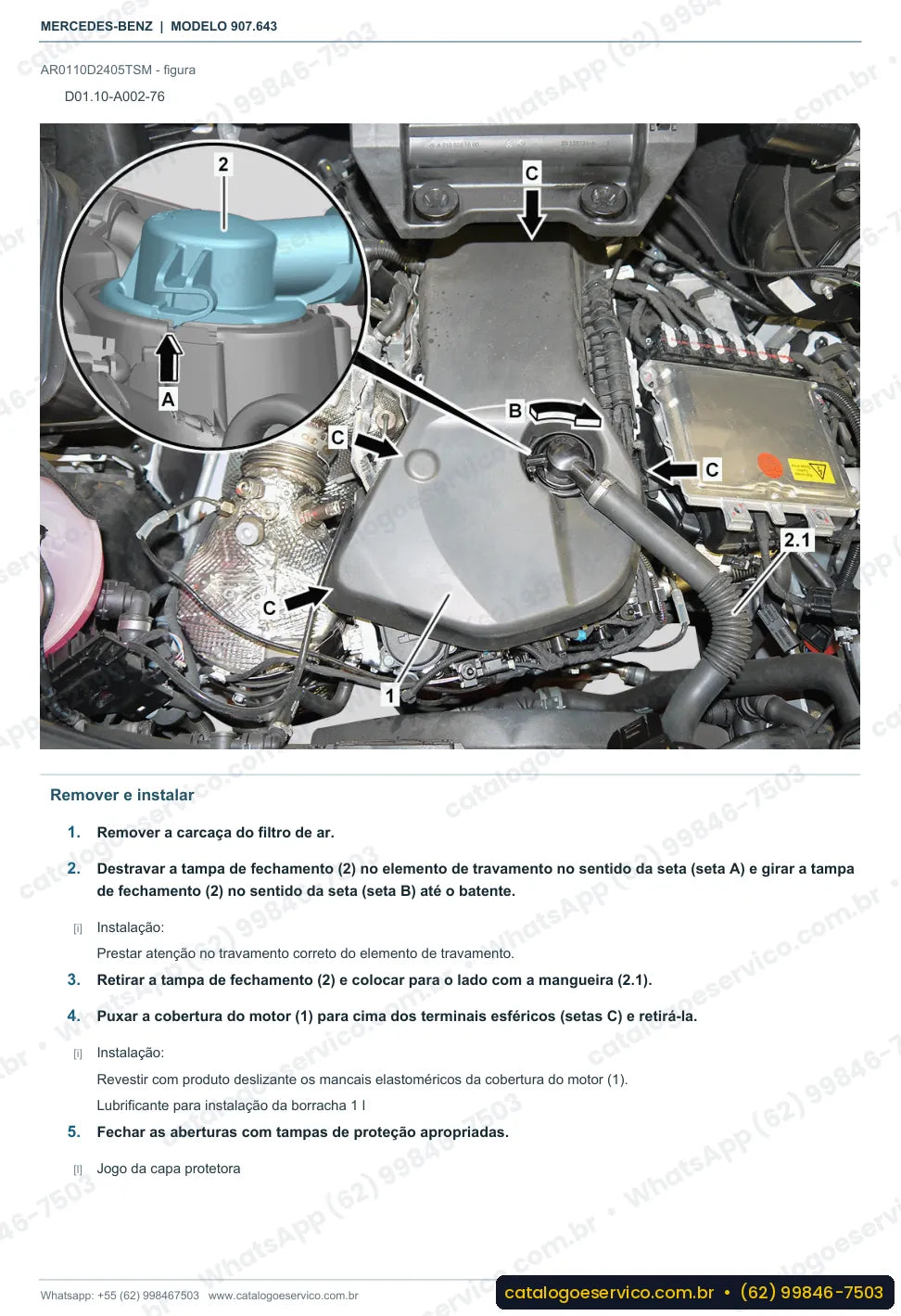 Página de procedimento do manual de oficina Mercedes-Benz Sprinter 2500 (907.643)
