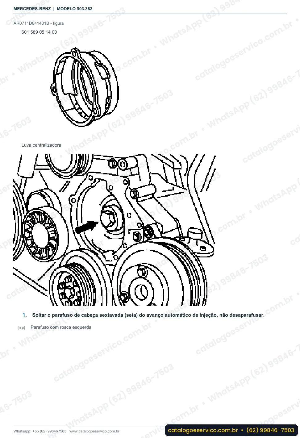 Página de procedimento do manual de oficina Mercedes-Benz Sprinter 308 D