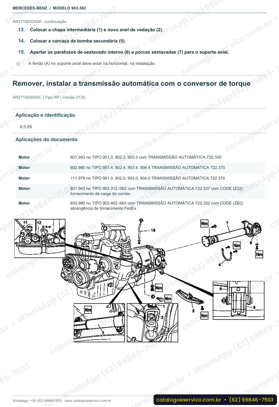 Página de procedimento do manual de oficina Mercedes-Benz Sprinter 308 D