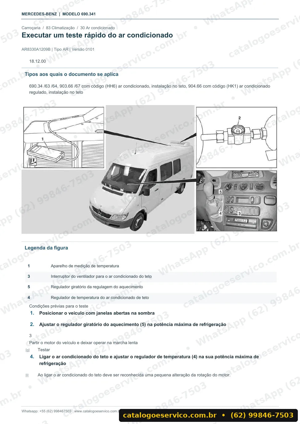 Página de procedimento do manual de oficina Mercedes-Benz Sprinter 310 D Kombi (690.341)