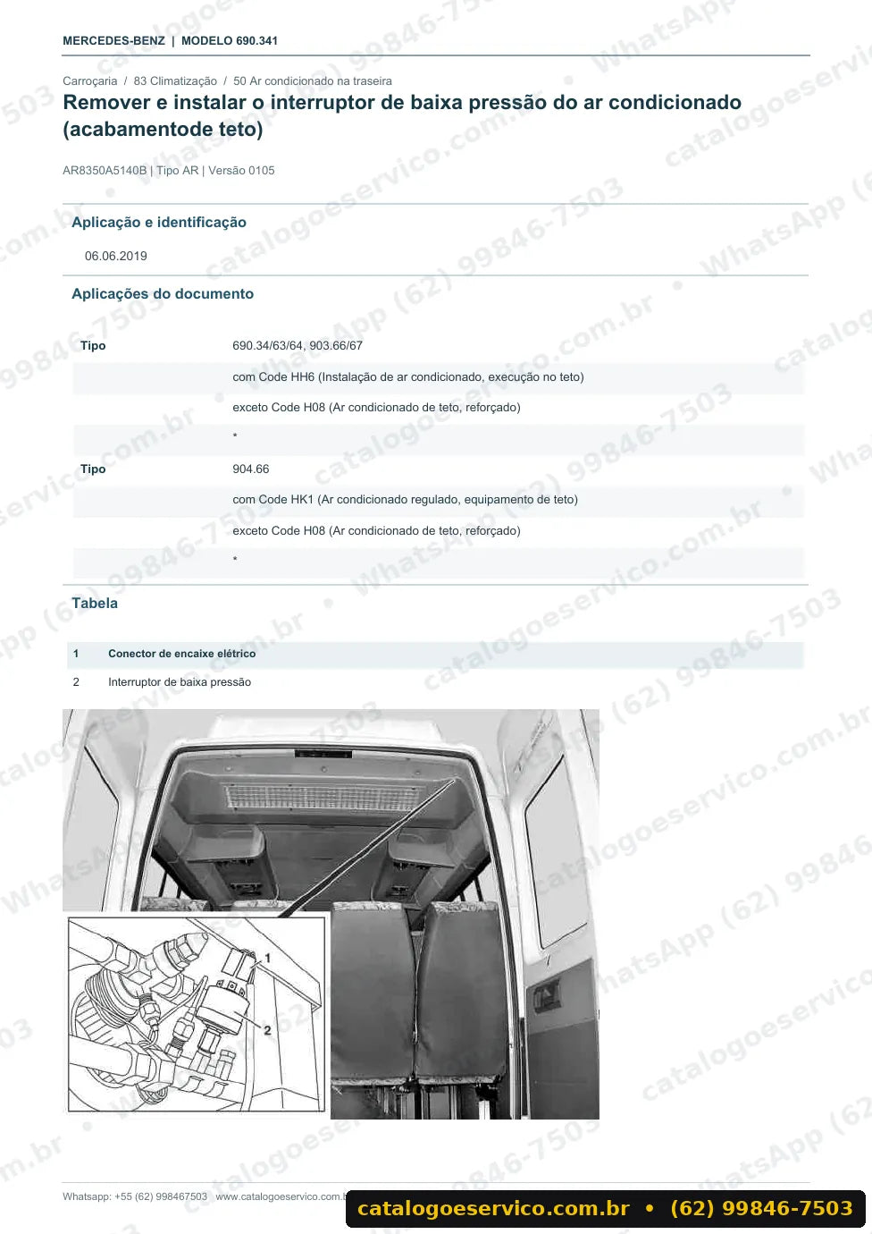 Página de procedimento do manual de oficina Mercedes-Benz Sprinter 310 D Kombi (690.341)