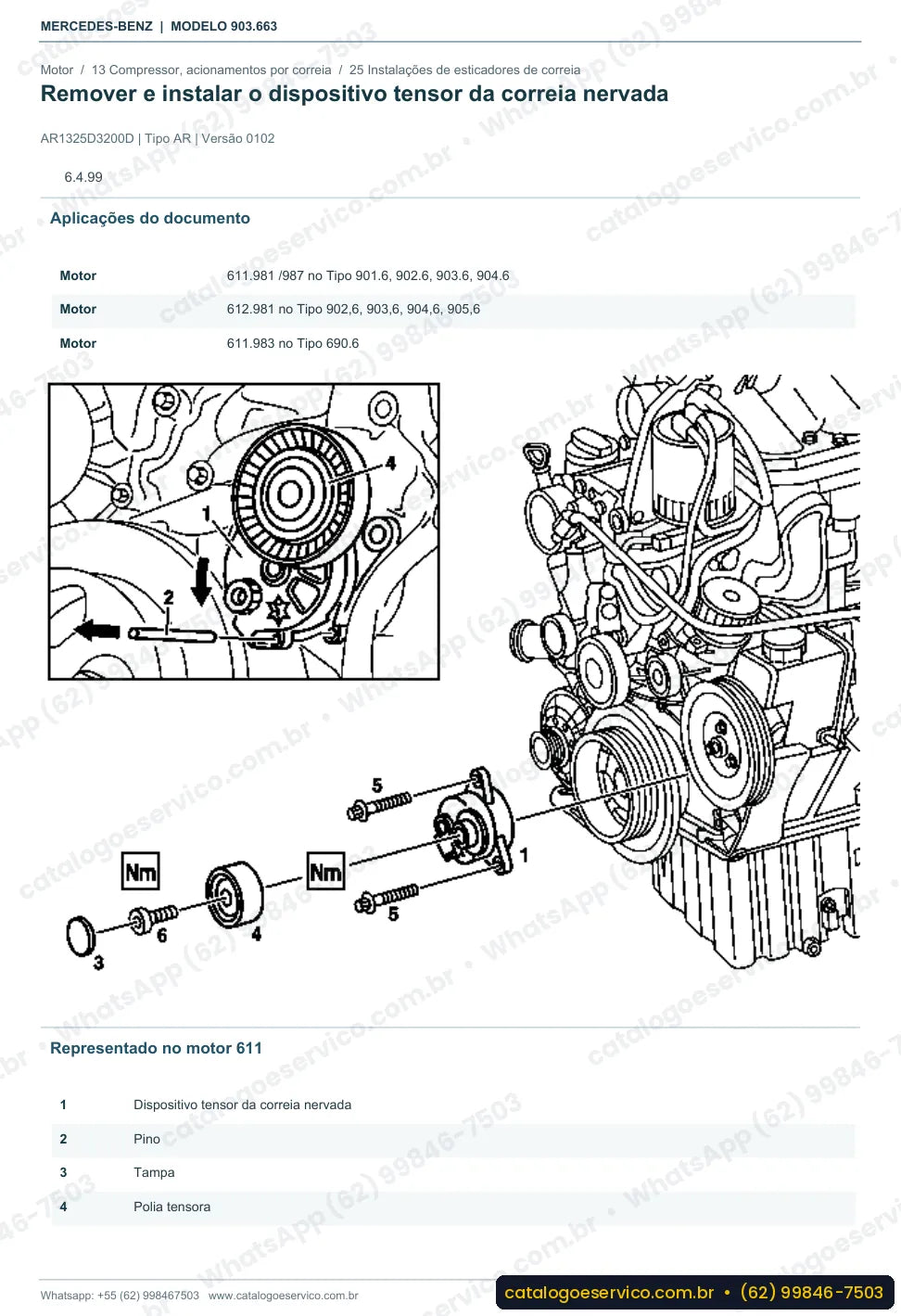Página de procedimento do manual de oficina Mercedes-Benz Sprinter 311 CDI Van Passageiros