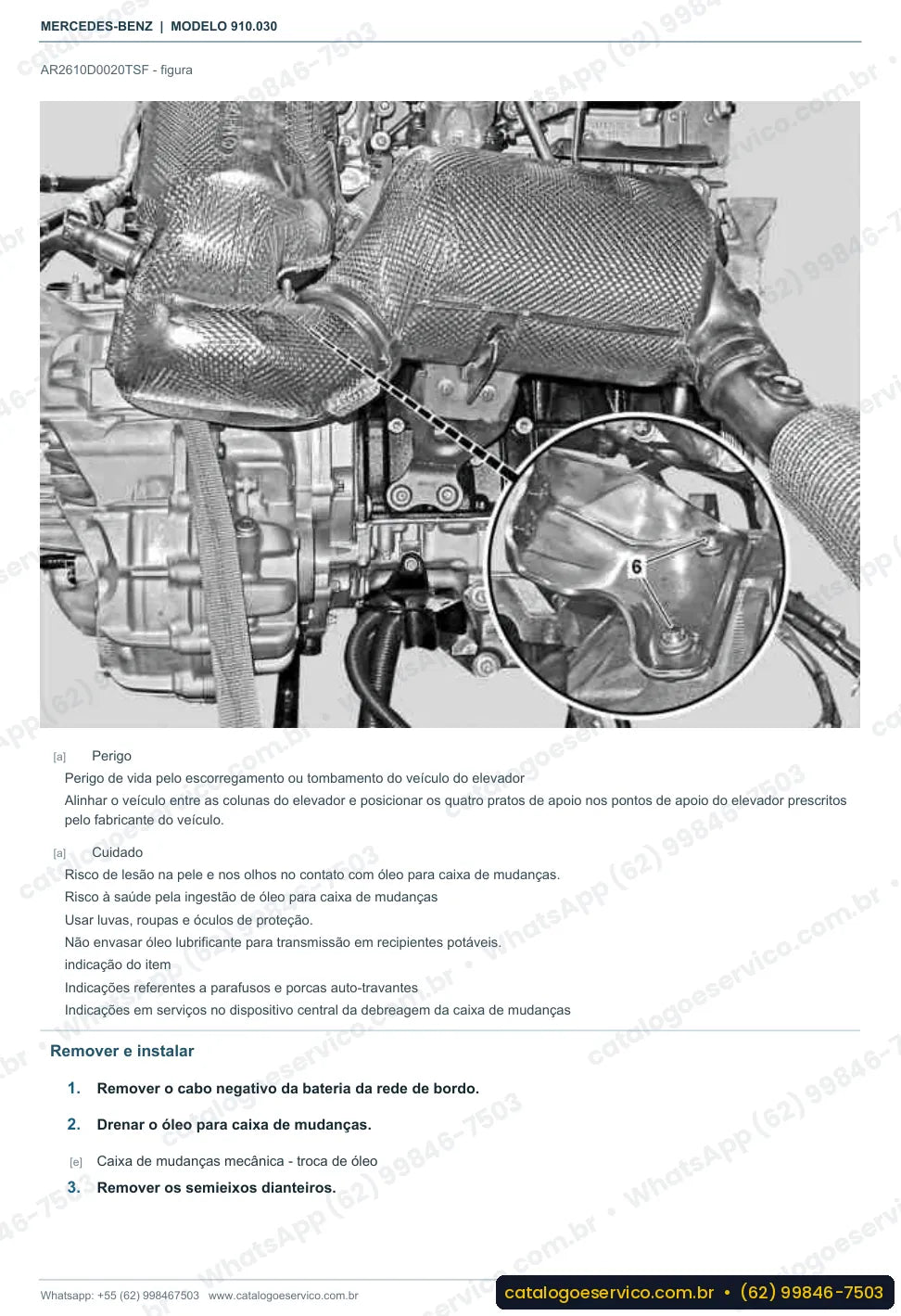 Página de procedimento do manual de oficina Mercedes-Benz Sprinter 318 CDI (910.030)