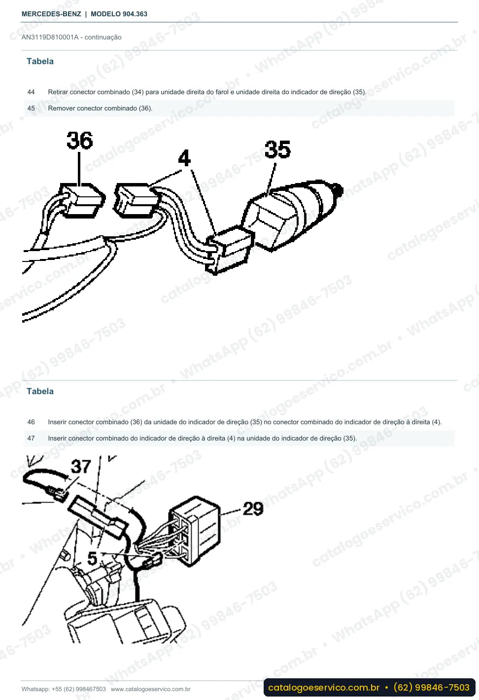 Página de procedimento do manual de oficina Mercedes-Benz Sprinter 408 D