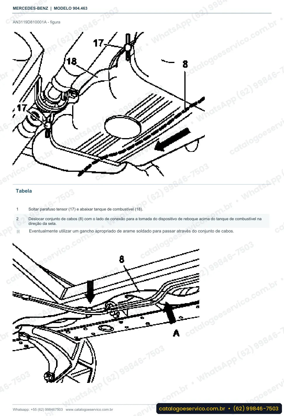 Página de procedimento do manual de oficina Mercedes-Benz Sprinter 410 D