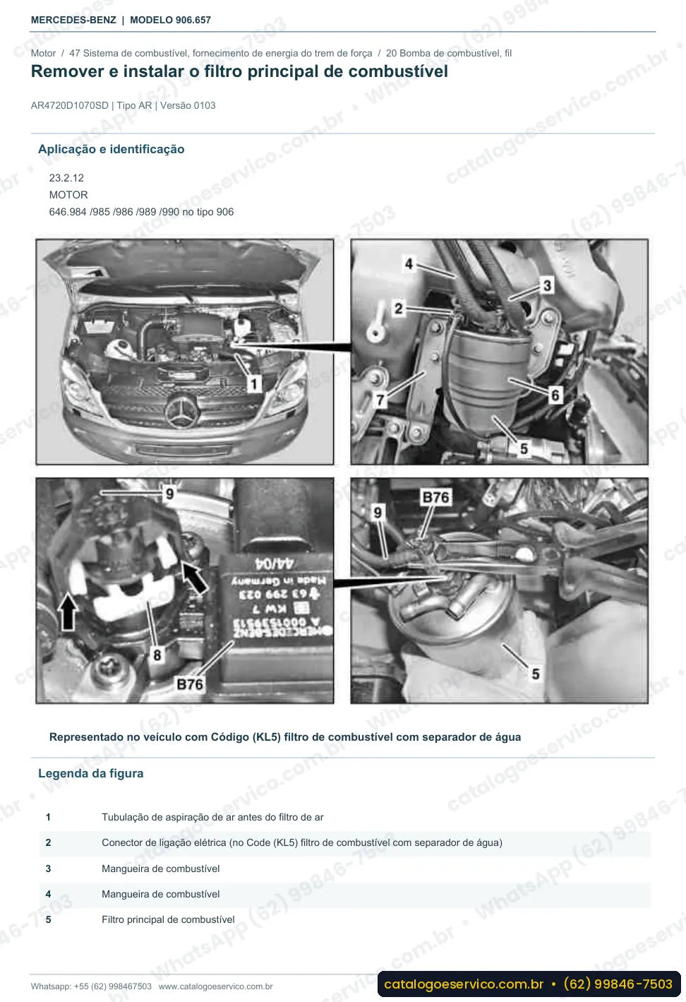 Página de procedimento do manual de oficina Mercedes-Benz Sprinter 411 (906.657)