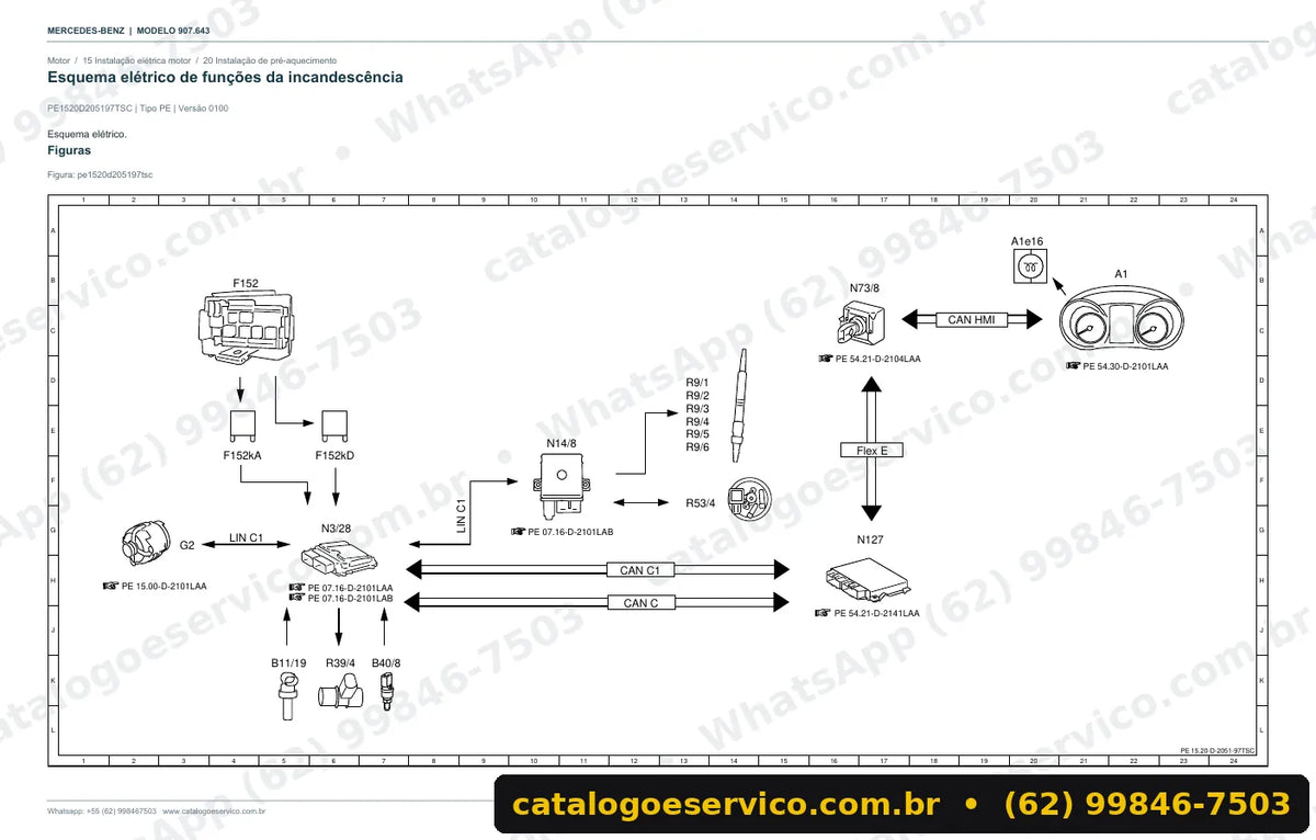 Página de esquema elétrico do manual Mercedes-Benz Sprinter 411 a 419 CDI (907.643)