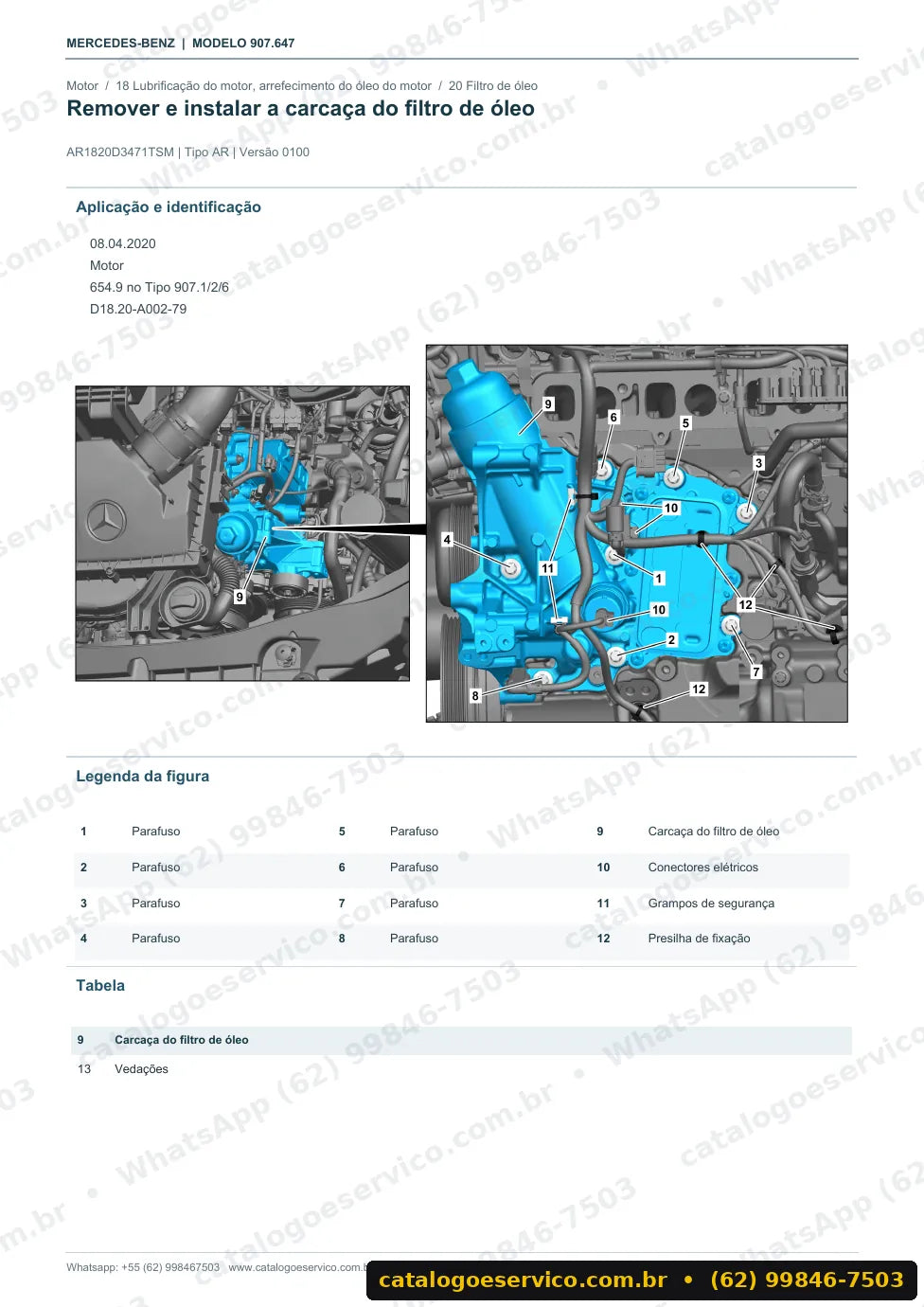 Página de procedimento do manual de oficina Mercedes-Benz Sprinter 411 a 419 CDI (907.647)