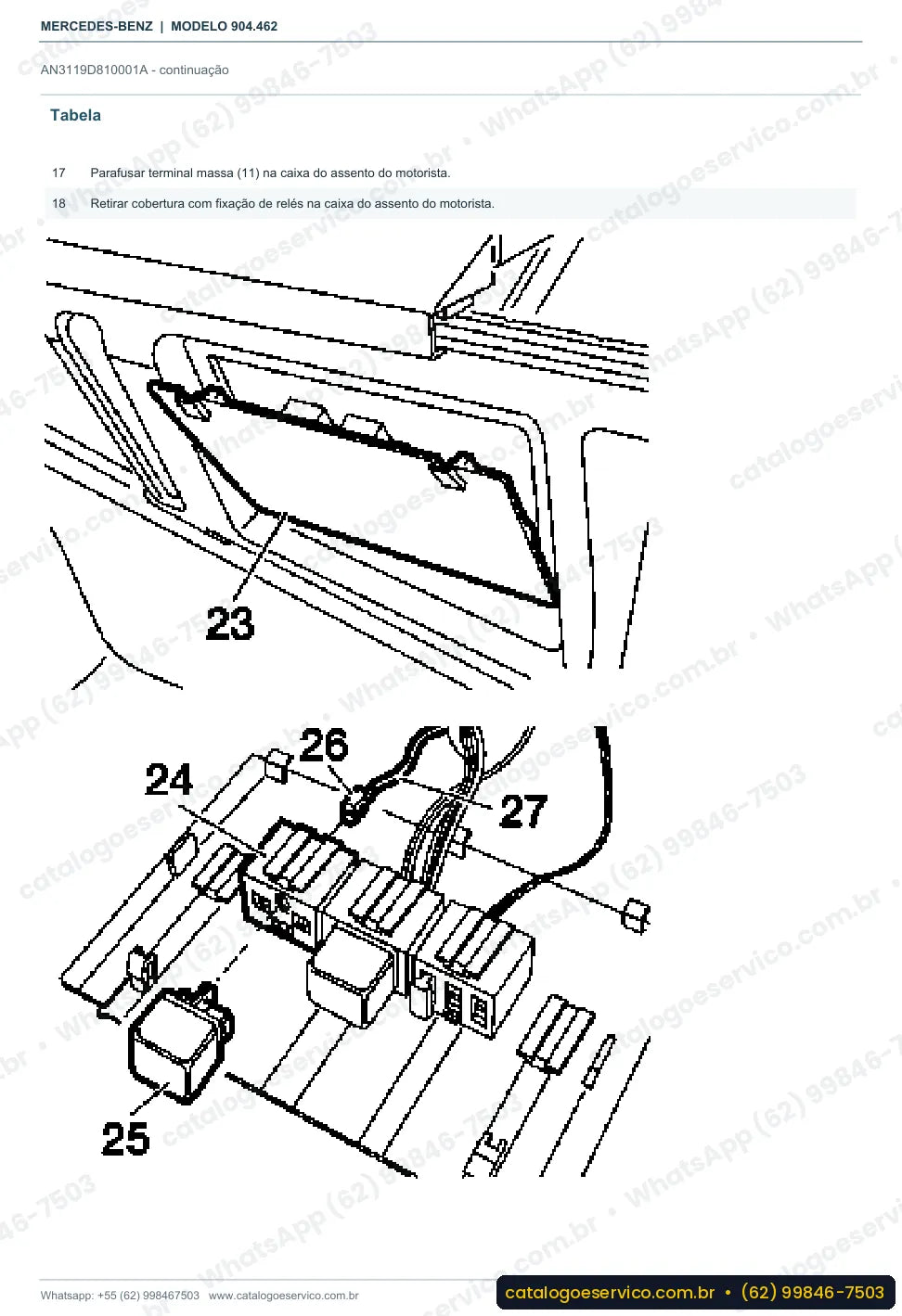 Página de procedimento do manual de oficina Mercedes-Benz Sprinter 412 DA