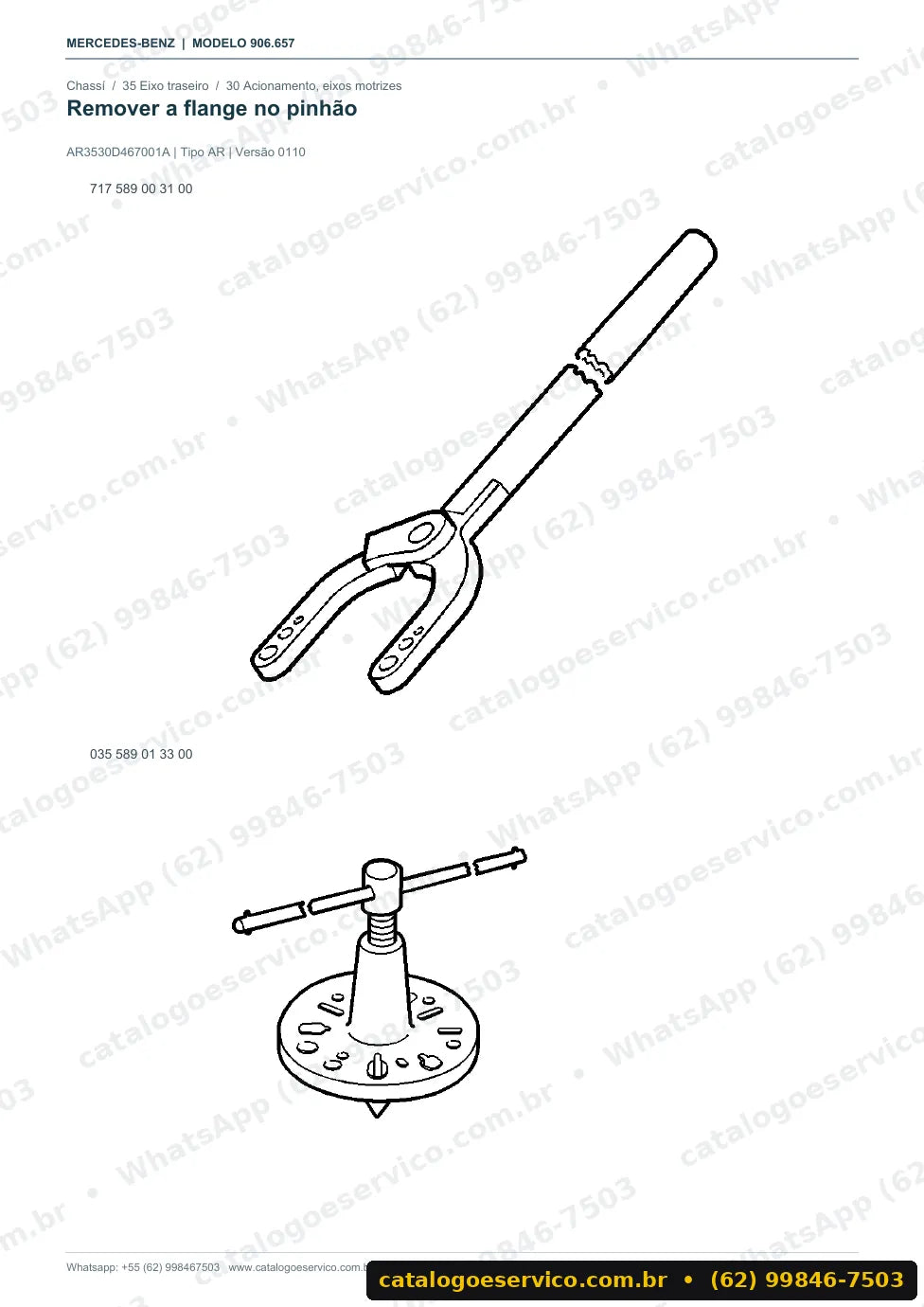Página de procedimento do manual de oficina Mercedes-Benz Sprinter 413 / 416 / 509 / 510 / 513 / 515 / 516 (906.657)
